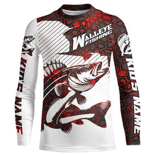 Load image into Gallery viewer, Custom Walleye Fishing Jerseys, Walleye Fishing Long Sleeve Fishing Tournament Shirts | Red Camo IPHW5732