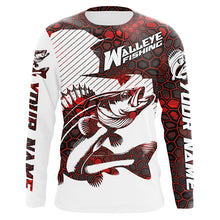 Load image into Gallery viewer, Custom Walleye Fishing Jerseys, Walleye Fishing Long Sleeve Fishing Tournament Shirts | Red Camo IPHW5732