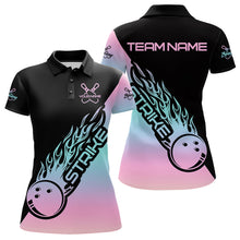 Load image into Gallery viewer, Blue And Pink Custom Strike Bowling Polo Shirts For Women, Bowling Team Shirt Bowler Outfit IPHW8823