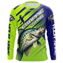 Load image into Gallery viewer, Crappie Fishing Custom Long Sleeve Tournament Shirts, Green And Blue Crappie Fishing Jerseys IPHW6894