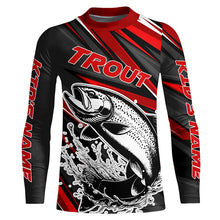 Load image into Gallery viewer, Black And Red Trout Fishing Jerseys, Custom Trout Long Sleeve Performance Fishing Shirts IPHW6896