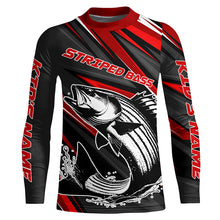 Load image into Gallery viewer, Black And Red Striped Bass Fishing Jerseys, Custom Striper Long Sleeve Performance Fishing Shirts IPHW6897