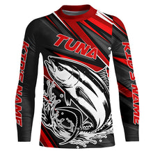 Load image into Gallery viewer, Black And Red Tuna Fishing Jerseys, Custom Tuna Long Sleeve Performance Fishing Shirts IPHW6898