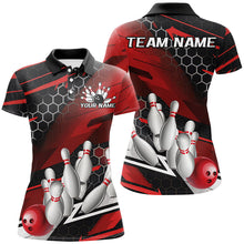 Load image into Gallery viewer, Black And Red Custom Bowling Team Jerseys, Bowling League Shirts For Women, Bowlers Outfits IPHW7687