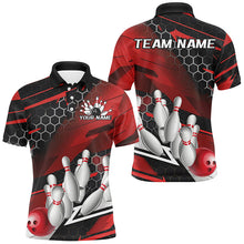 Load image into Gallery viewer, Black And Red Custom Bowling Team Jerseys, Bowling League Shirts For Men, Bowlers Outfits IPHW7687