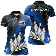 Load image into Gallery viewer, Black And Blue Custom Bowling Team Jerseys, Bowling League Shirts For Women, Bowlers Outfits IPHW7688