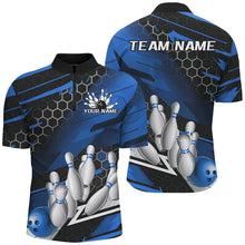 Load image into Gallery viewer, Black And Blue Custom Bowling Team Jerseys, Bowling League Shirts For Men, Bowlers Outfits IPHW7688