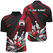 Load image into Gallery viewer, Black And Red Custom Bowling Team Jerseys, Bowling League Shirts For Men, Bowlers Outfits IPHW7690