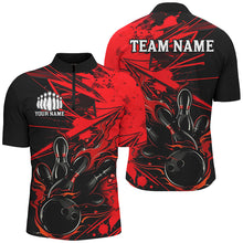 Load image into Gallery viewer, Black And Red Custom Flame Bowling Shirts For Men, Bowling Team Uniform Bowler Outfits IPHW7692