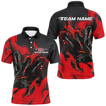 Load image into Gallery viewer, Black And Red Custom Flame Bowling Shirts For Men, Bowling League Shirts Team Uniform IPHW7695