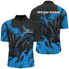 Load image into Gallery viewer, Black And Blue Custom Flame Bowling Shirts For Men, Bowling League Shirts Team Uniform IPHW7696