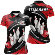 Load image into Gallery viewer, Black And Red Custom Bowling Team Shirts For Women, Bowling League Shirt Bowlers Outfits IPHW7698