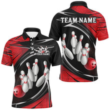 Load image into Gallery viewer, Black And Red Custom Bowling Team Shirts For Men, Bowling League Shirt Bowlers Outfits IPHW7698