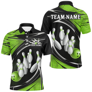 Black And Green Custom Bowling Team Shirts For Men, Bowling League Shirt Bowlers Outfits IPHW7699