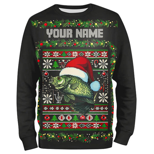 Custom Crappie Fishing Ugly Sweater Pattern Style All Over Shirts Christmas Fishing Shirt IPHW7905