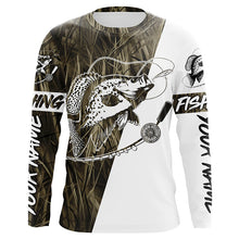 Load image into Gallery viewer, Custom Crappie Fishing Tattoo Long Sleeve Shirts, Grass Camo Crappie Fishing Jerseys IPHW6343