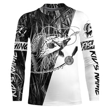 Load image into Gallery viewer, Custom Crappie Fishing Tattoo Long Sleeve Shirts, Gray Grass Camo Crappie Fishing Jerseys IPHW6346