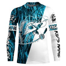 Load image into Gallery viewer, Custom Crappie Fishing Tattoo Long Sleeve Shirts, Blue Grass Camo Crappie Fishing Jerseys IPHW6347