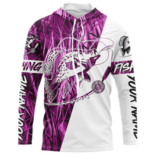 Load image into Gallery viewer, Custom Crappie Fishing Tattoo Long Sleeve Shirts, Pink Grass Camo Crappie Fishing Jerseys IPHW6348