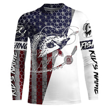 Load image into Gallery viewer, American Flag Crappie Custom Long Sleeve Fishing Shirts, Patriotic Crappie Fishing Jerseys IPHW6349