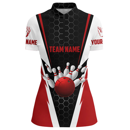 Bowling Shirts For Women Custom Team Name Strike Bowling Ball And Pins, Team Bowling Shirts IPHW4968