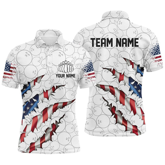 Custom Patriotic Bowling Shirts For Men, US Bowling Team Shirts American Flag Bowling IPHW7382