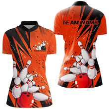 Load image into Gallery viewer, Black And Orange Custom Grunge Ladies Bowling Shirts, Bowling League Shirt Bowling Jersey IPHW7906