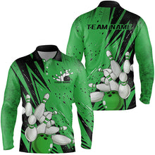 Load image into Gallery viewer, Black And Green Custom Grunge Bowling Shirts For Men, Bowling League Shirt Bowling Team Jersey IPHW7909