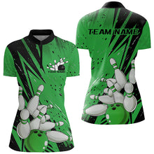 Load image into Gallery viewer, Black And Green Custom Grunge Ladies Bowling Shirt, Bowling League Shirt Bowling Jersey IPHW7909