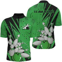 Load image into Gallery viewer, Black And Green Custom Grunge Bowling Shirts For Men, Bowling League Shirt Bowling Team Jersey IPHW7909