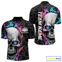 Load image into Gallery viewer, Custom Skull Bowling Quarter-Zip Shirt For Men,Flame Bowler Jerseys  5008IPHW