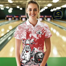 Load image into Gallery viewer, Red Custom Funny Drunk Bowling Ball And Pin Bowling Beer Women Polo Shirt, Bowler Jersey IPHW11237