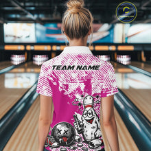 Load image into Gallery viewer, Pink Custom Funny Drunk Bowling Ball And Pin Bowling Beer Women Polo Shirt, Bowler Jersey IPHW11239