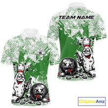 Load image into Gallery viewer, Green Custom Funny Drunk Bowling Ball And Pin Bowling Beer Men Polo Shirt, Bowler Jersey IPHW11240