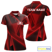 Load image into Gallery viewer, Custom Red Fragmental Pattern Background Women Bowling Team Polo Shirt, Bowling Jerseys IPHW11428