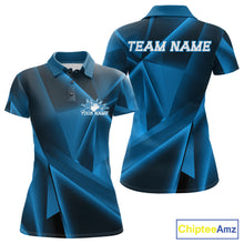 Load image into Gallery viewer, Custom Blue Fragmental Pattern Background Women Bowling Team Polo Shirt, Bowling Jerseys IPHW11429