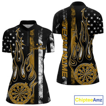 Load image into Gallery viewer, Custom Yellow Thin Line US Flag Patriotic Flame Dartboard Dart Women Quarter-Zip Shirts IPHW9643