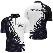 Load image into Gallery viewer, Black And Purple Custom Bowling Shirts For Men, Bowling Polo Bowling League Shirts IPHW7399