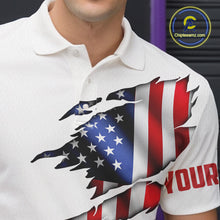 Load image into Gallery viewer, Quarter Zip Custom Mens Bowling Shirts, Customizable American Flag Bowling Pin Quarter Zip Shirt For Team IPHW3809