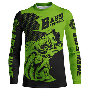 Personalized Bass Fishing Jerseys, Bass Fishing Long Sleeve Fishing Tournament Shirts | Green IPHW5751