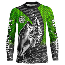 Load image into Gallery viewer, Custom Largemouth Bass Long Sleeve Tournament Fishing Shirts, Bass Fishing Jerseys | Green IPHW5760