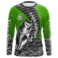 Load image into Gallery viewer, Custom Largemouth Bass Long Sleeve Tournament Fishing Shirts, Bass Fishing Jerseys | Green IPHW5760