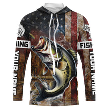 Load image into Gallery viewer, Vintage American Flag Bass Fishing Jerseys, Personalized Patriotic Bass Fishing Shirts For Fisherman IPHW5762