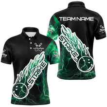 Load image into Gallery viewer, Custom Black And Green Thunder Lightning Strike Bowling Polo Shirts For Men Team Shirt IPHW8534