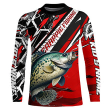 Load image into Gallery viewer, Personalized Crappie Fishing Jerseys, Crappie Long Sleeve Tournament Fishing Shirts | Black And Red IPHW6356