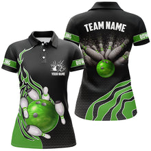 Load image into Gallery viewer, Green Flame Bowling Polo Shirts For Women, Custom Bowling Team Jerseys Bowler Outfits IPHW5218