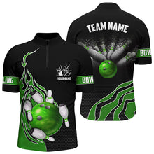 Load image into Gallery viewer, Green Flame Bowling Polo Shirts For Men Bowling Ball, Custom Bowling Team Jerseys Bowler Outfits IPHW5218