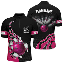 Load image into Gallery viewer, Pink Flame Bowling Polo Shirts For Men Bowling Ball, Custom Bowling Team Jerseys Bowler Outfits IPHW5219