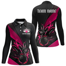 Load image into Gallery viewer, Black And Red Custom Flame Bowling Tournament Jerseys For Women, Bowling Team Bowler Outfit IPHW7924