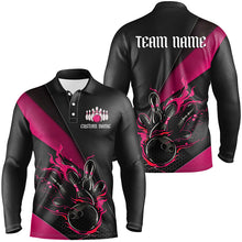 Load image into Gallery viewer, Black And Red Custom Flame Bowling Tournament Jerseys For Men, Bowling Team Shirts Bowler Outfit IPHW7924